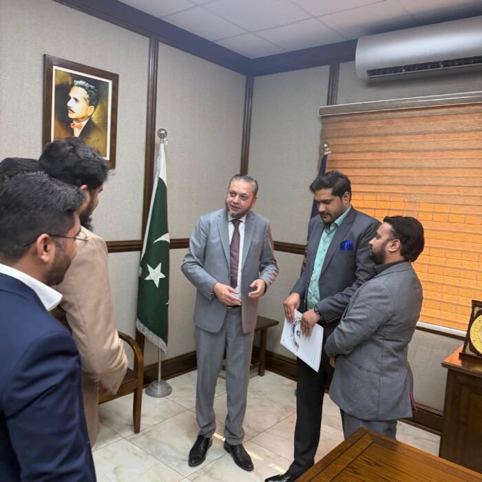 Syed Aun Shah meeting university leadership to discuss research and innovation