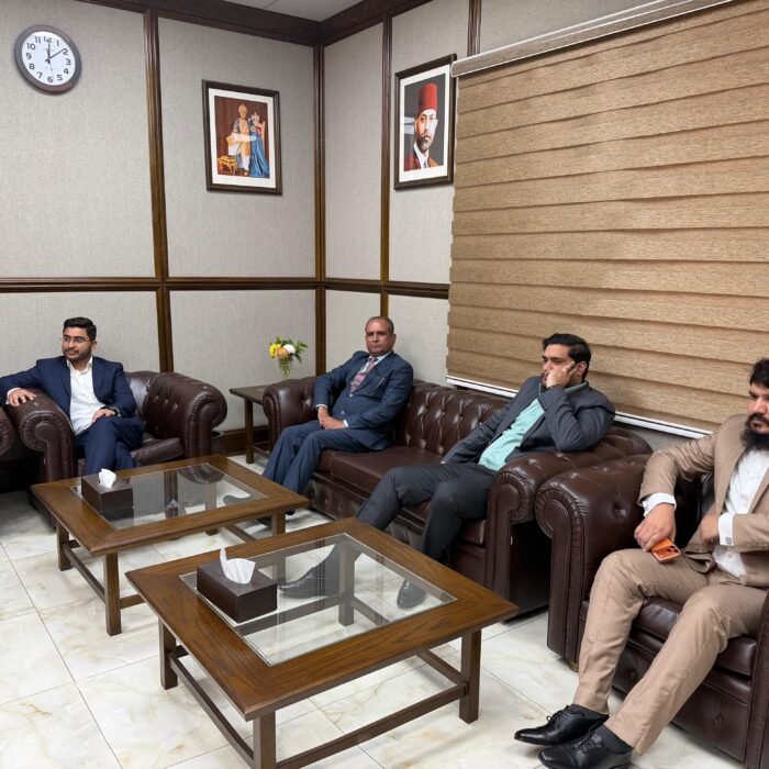 Syed Aun Shah meeting university leadership to discuss research and innovation