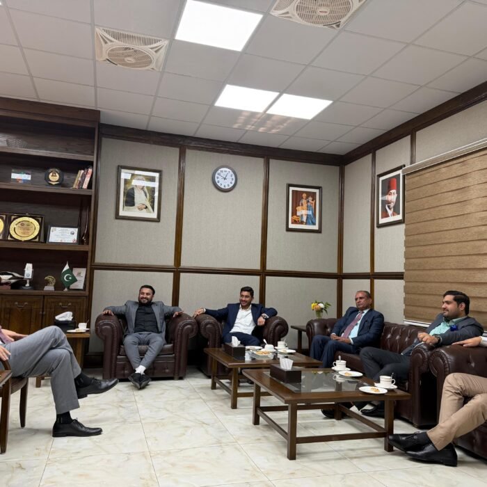 Syed Aun Shah meeting university leadership to discuss research and innovation